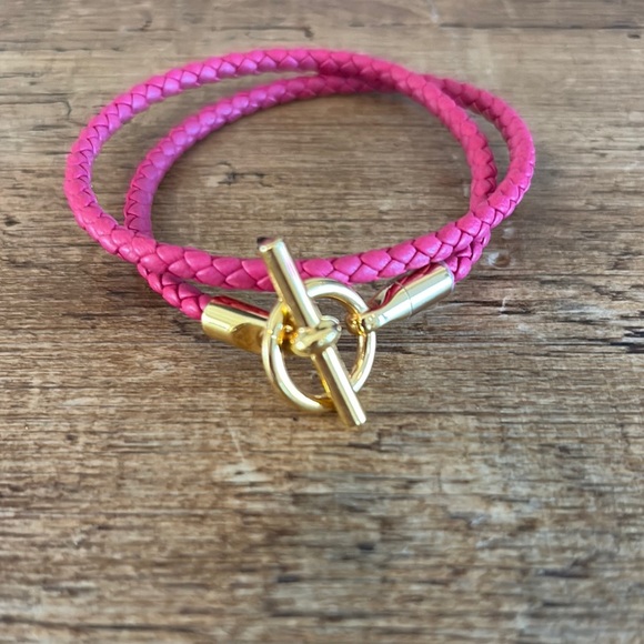 Pink Braided Bracelet with Gold Clasp - Picture 2 of 3
